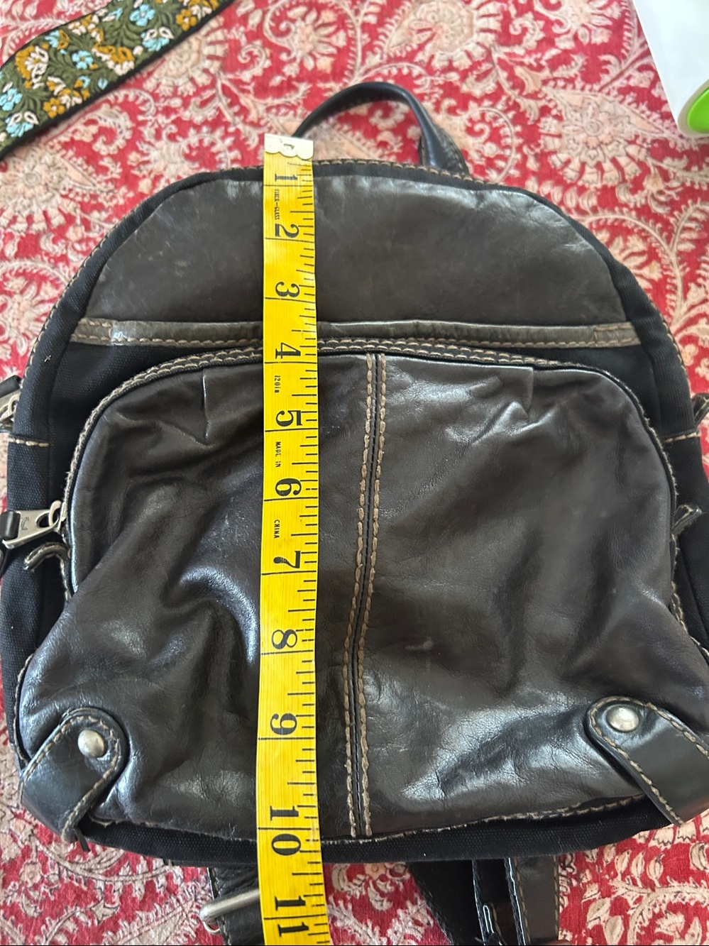 Vintage Fossil Leather & Canvas Mini Backpack - Picture 7 of 7